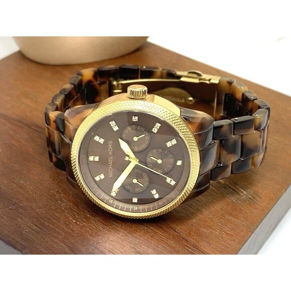 Michael Kors Women\'s Watch MK5038 Ritz Quartz Acrylic Tortoiseshell Brown Gold main image 4